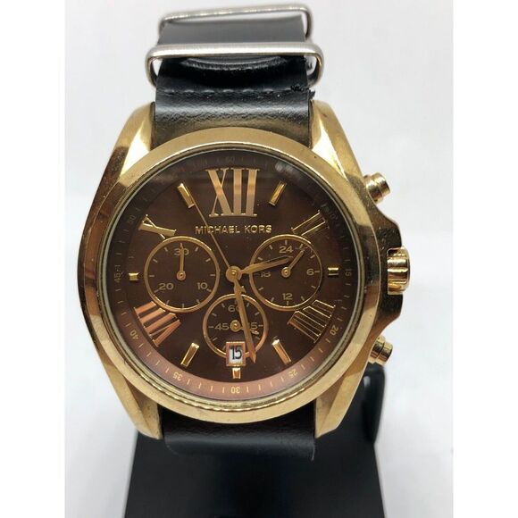 MICHAEL KORS MK5502 Womens Black Leather Analog Dial Quartz Genuine Watch KG426 - Picture 1 of 8